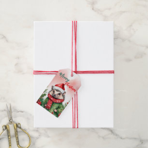 Funny Merry Christmas Wreath Cute porcupine santa Gift Tags