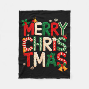 Funny Merry Christmas Yarn Crochet Knitting Quilte Fleece Blanket