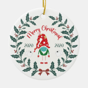 funny merry christmask, Quarantine 2020 Ceramic Tree Decoration