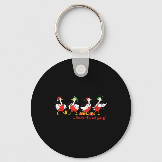 Funny Merry Duckmas Quackmas Pajama Duck Christmas Key Ring (Front)