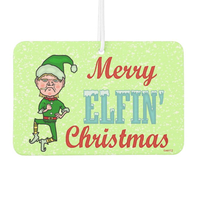 Funny Merry Elfin Christmas Bah Humbug Holiday Car Air Freshener (Front)