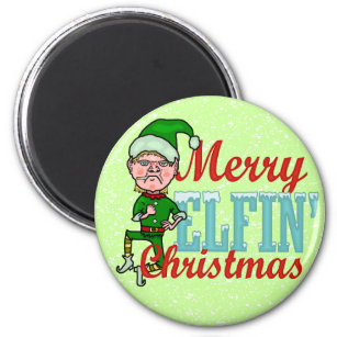 Funny Merry Elfin Christmas Bah Humbug Magnet