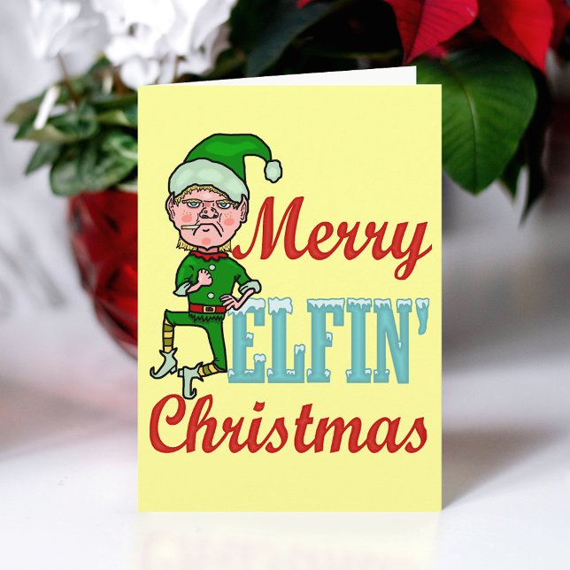 Funny Merry Elfin Christmas Holiday Card (Creator Uploaded)