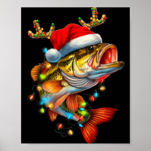 Funny Merry Fishmas B Fish Fishing Christmas Xmas Poster