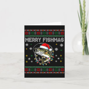 Funny Merry Fishmas B Fishing Christmas Ugly Sweat Card