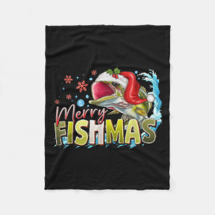 Funny Merry Fishmas Christmas Fisherman B Santa Ha Fleece Blanket