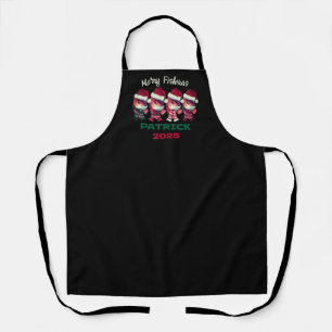 Funny Merry Fishmas Christmas Fishing Black Apron
