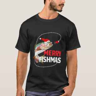 Funny Merry Fishmas Trout Fishing Fishermen T-Shirt
