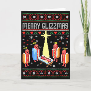 Funny Merry Glizzmas Hot Dogs Family Gro Ugly Chri Card