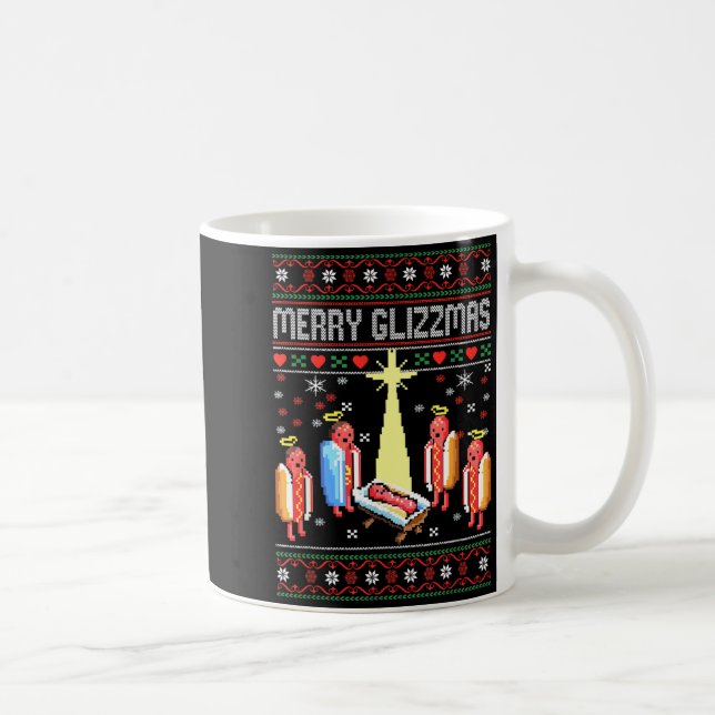 Funny Merry Glizzmas Hot Dogs Family Gro Ugly Chri Coffee Mug (Right)