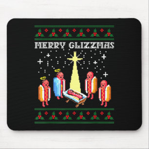 Funny Merry Glizzmas Hot Dogs Family Group Ugly Ch Mouse Pad