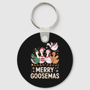 Funny Merry Goosemas Christmas Xmas Goose Family H Key Ring