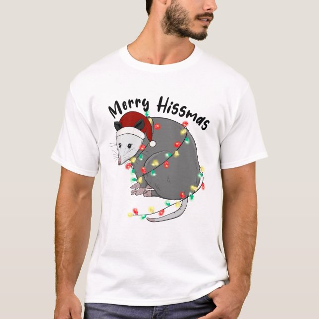 Funny Merry Hissmas Opossum T-Shirt (Front)