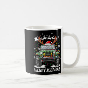 Funny Merry Jeepmas Ugly Light Reindeer Christmas Coffee Mug