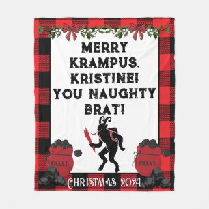 Funny Merry Krampus Personalised Custom Christmas  Fleece Blanket