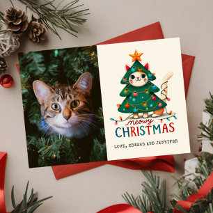 Funny Merry Meowy Christmas  Photo  Card
