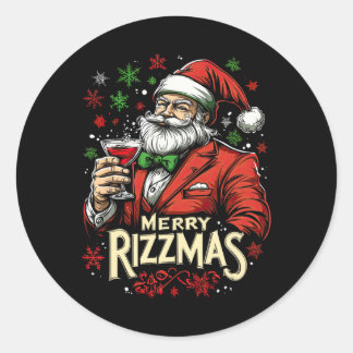 Funny Merry Rizzmas Santa Christmas  Classic Round Sticker