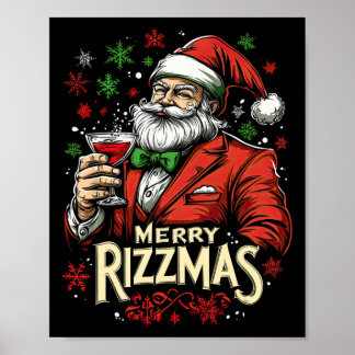 Funny Merry Rizzmas Santa Christmas Poster