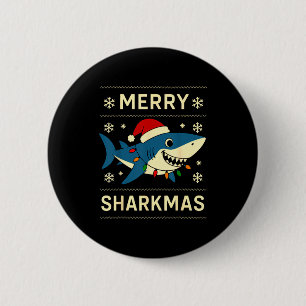 Funny Merry Sharkmas Christmas Shark Humor  6 Cm Round Badge
