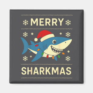 Funny Merry Sharkmas Christmas Shark Humor  Magnet