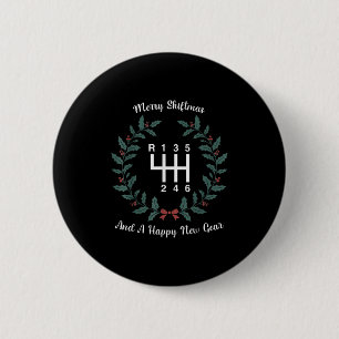 Funny Merry Shiftmas And A Happy New Quote Mechani 6 Cm Round Badge