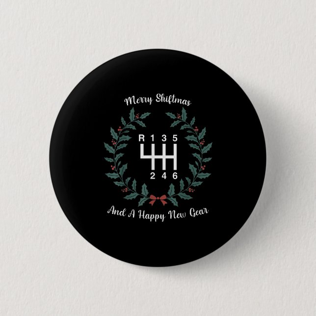 Funny Merry Shiftmas And A Happy New Quote Mechani 6 Cm Round Badge (Front)