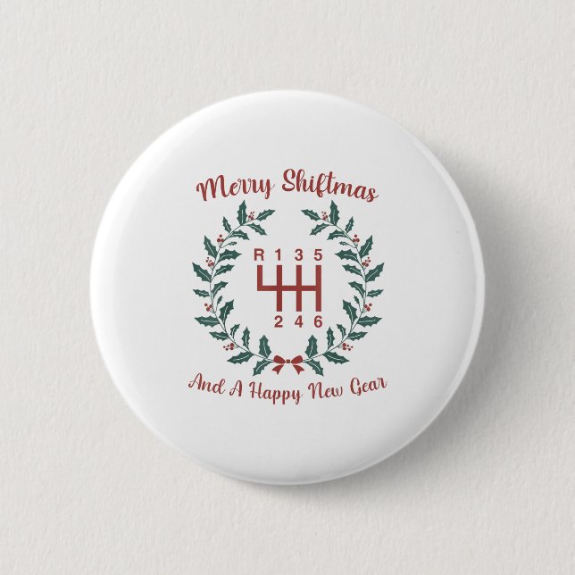 Funny Merry Shiftmas And A Happy New Quote Mechani 6 Cm Round Badge (Front)
