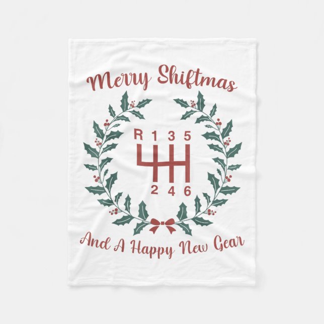 Funny Merry Shiftmas And A Happy New Quote Mechani Fleece Blanket (Front)