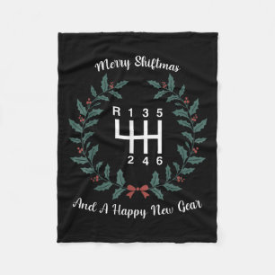Funny Merry Shiftmas And A Happy New Quote Mechani Fleece Blanket