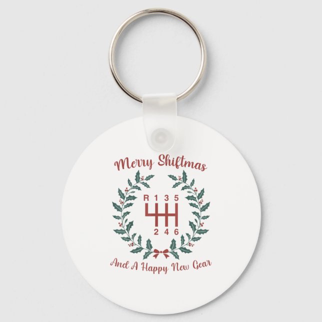 Funny Merry Shiftmas And A Happy New Quote Mechani Key Ring (Front)