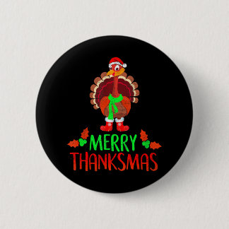 Funny Merry Thanksmas Festive Thanksgiving 6 Cm Round Badge