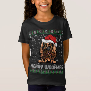 Funny Merry Woofmas Bloodhound Christmas Dog Lover T-Shirt