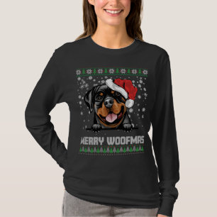 Funny Merry Woofmas Rottweiler Christmas Dog Lover T-Shirt