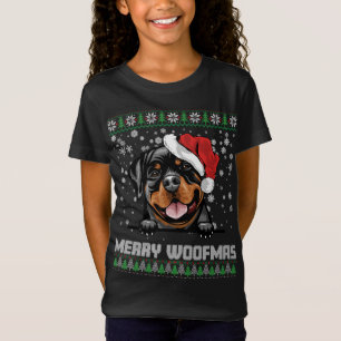 Funny Merry Woofmas Rottweiler Christmas Dog Lover T-Shirt