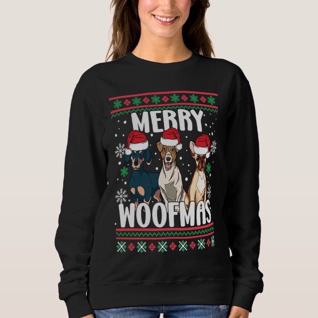 Funny Merry Woofmas Santa Claus Dogs Ugly Christma Sweatshirt (Front)