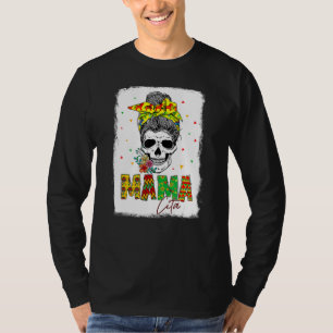 Funny Messy Bun Skull Mamacita Cinco De Mayo Mum F T-Shirt