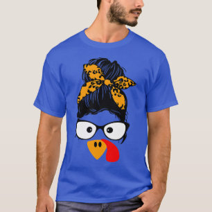 Funny Messy hair bun cute Turkey Face Hairstyle fo T-Shirt
