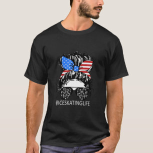 Funny Messy Hair Bun Ice Skating Life Dance Lover T-Shirt