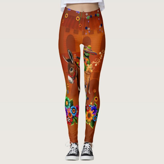 Funny mexican cactus leggings (Front)