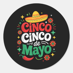 Funny Mexican Cinco De Mayo Sombrero Outfit 5 De M Classic Round Sticker