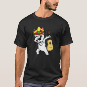 Funny Mexican Dabbing Husky Cinco De Mayo Poncho S T-Shirt