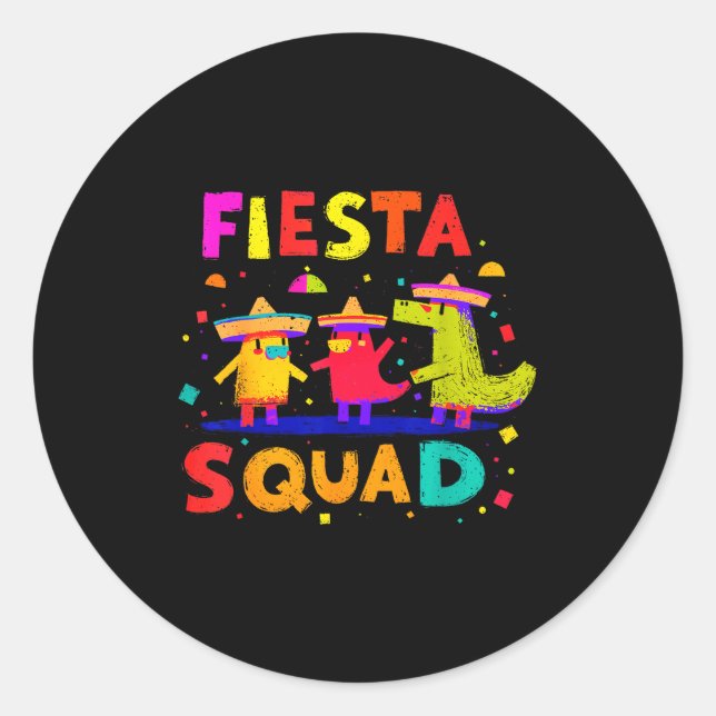 Funny Mexican Fiesta Cinco De Mayo Fun Fiesta Squa Classic Round Sticker (Front)