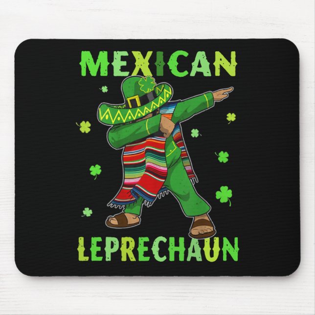 Funny Mexican Leprechaun Dabbing Mexico St Patrick Mouse Pad (Front)