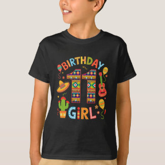 Funny Mexican Party 11th Birthday Girl Fiesta 11 Y T-Shirt