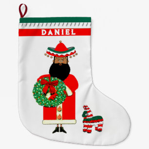 Funny Mexican Santa Large Christmas Stocking