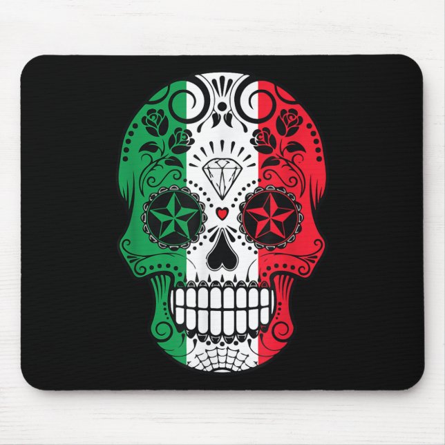 Funny Mexican Skull Head Cinco De Mayo Flag  Mouse Pad (Front)