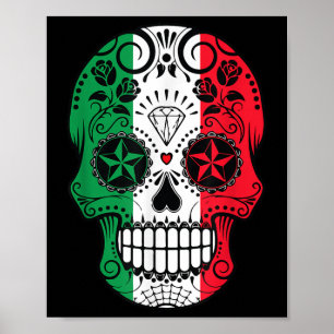 Funny Mexican Skull Head Cinco De Mayo Flag  Poster