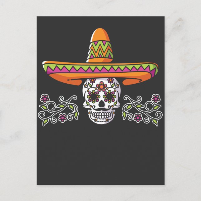 Funny Mexican Skull Sombrero Cinco de Mayo Postcard (Front)