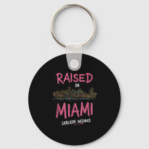 Funny Miami Florida Night Skyline Vintage Tank Top Key Ring