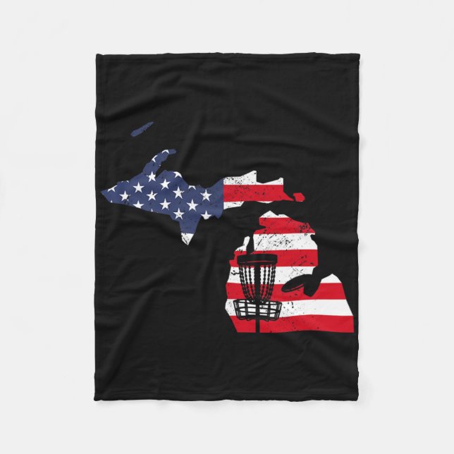Funny Michigan Disc Golf Usa Map Golf Frisbee  Fleece Blanket (Front)